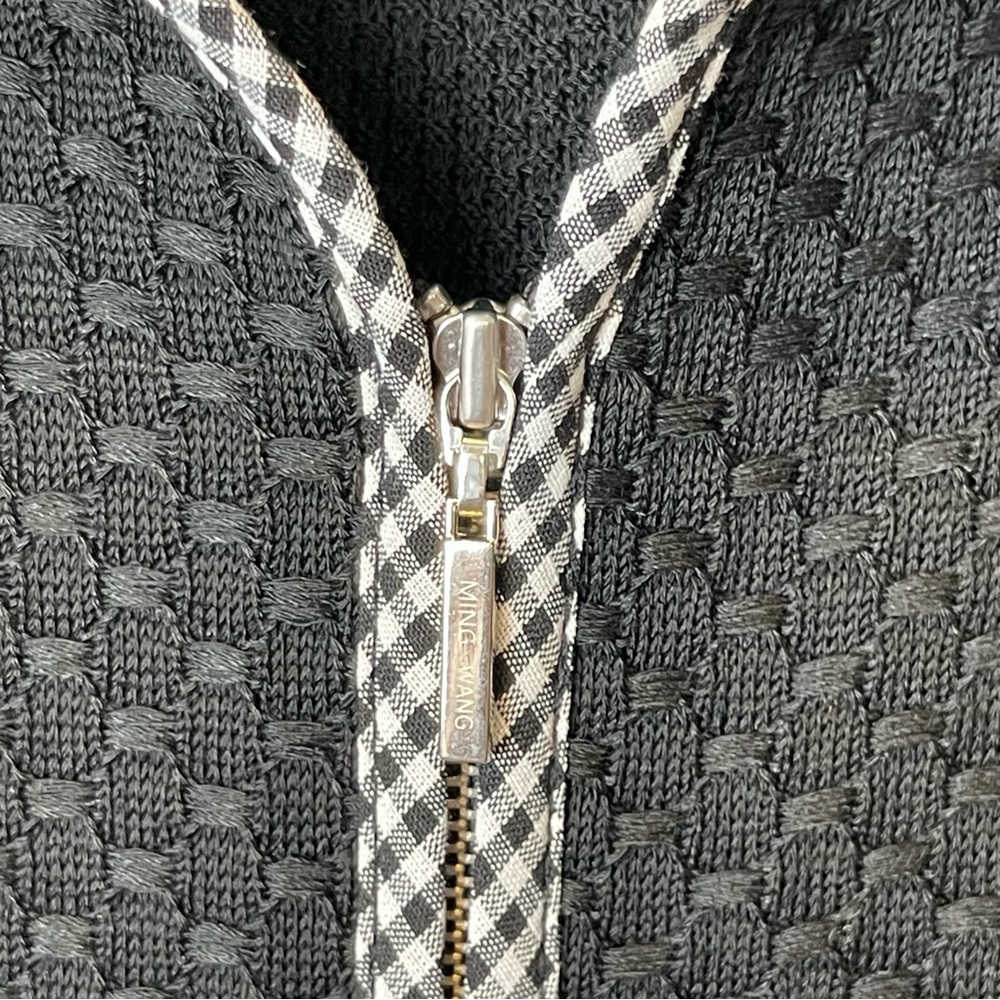 NWT Ming Wang Black Zip Up Textured Gingham Dress 2X - Picture 6 of 13